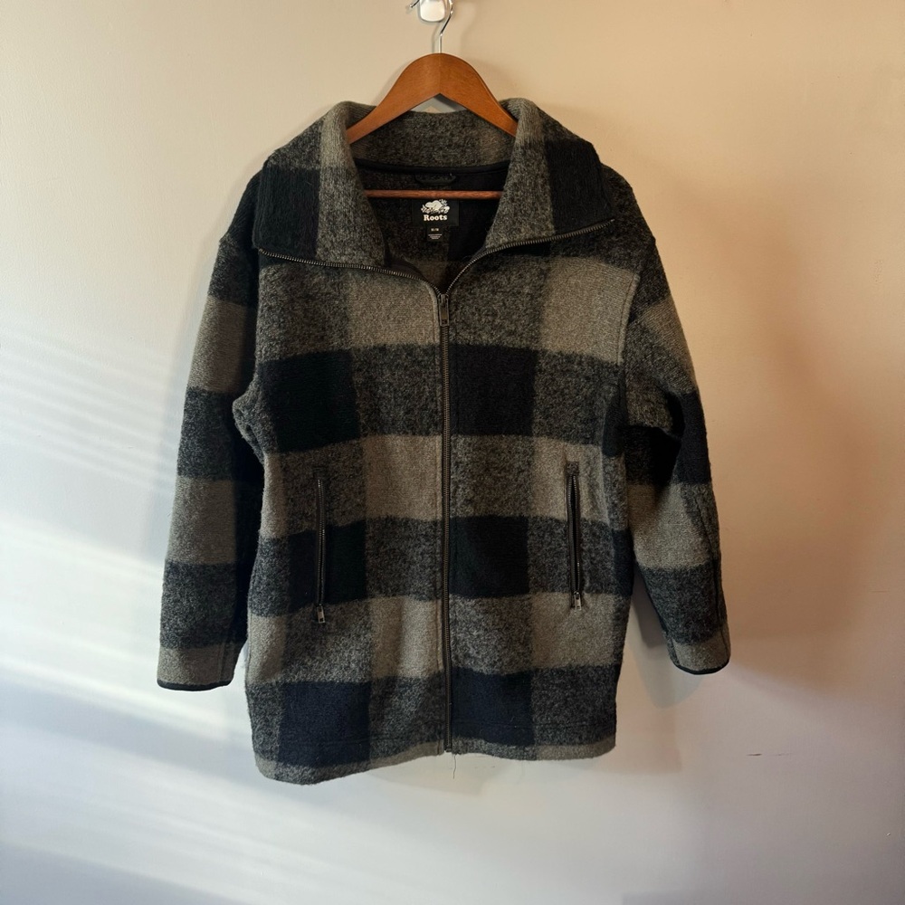 Roots Black and Gray Checkered Jacket